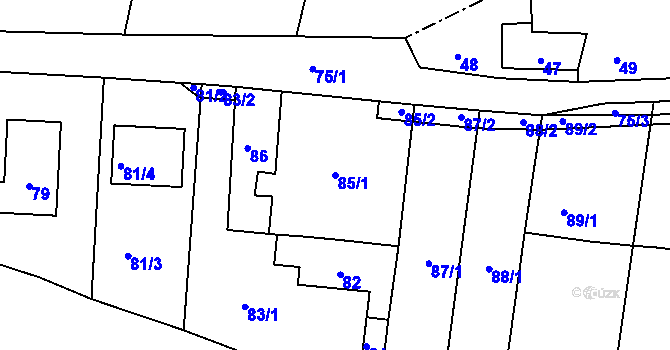 Parcela st. 85/1 v KÚ Lípa nad Dřevnicí, Katastrální mapa
