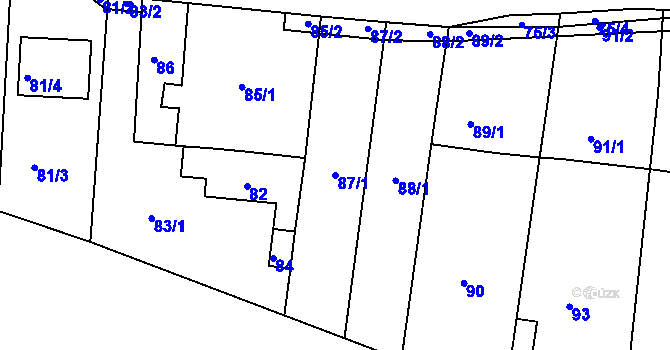Parcela st. 87/1 v KÚ Lípa nad Dřevnicí, Katastrální mapa