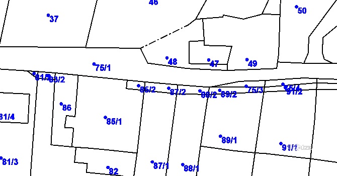 Parcela st. 87/2 v KÚ Lípa nad Dřevnicí, Katastrální mapa