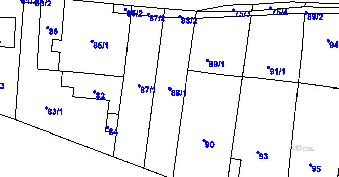Parcela st. 88/1 v KÚ Lípa nad Dřevnicí, Katastrální mapa