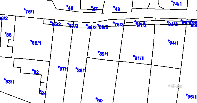 Parcela st. 89/1 v KÚ Lípa nad Dřevnicí, Katastrální mapa