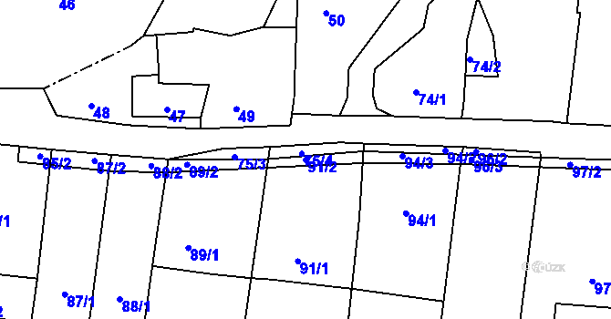 Parcela st. 91/2 v KÚ Lípa nad Dřevnicí, Katastrální mapa