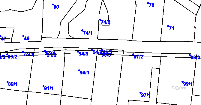 Parcela st. 96/3 v KÚ Lípa nad Dřevnicí, Katastrální mapa
