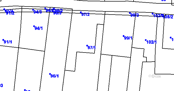 Parcela st. 97/1 v KÚ Lípa nad Dřevnicí, Katastrální mapa