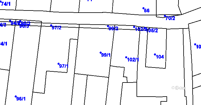 Parcela st. 99/1 v KÚ Lípa nad Dřevnicí, Katastrální mapa