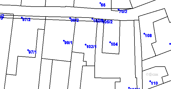 Parcela st. 102/1 v KÚ Lípa nad Dřevnicí, Katastrální mapa