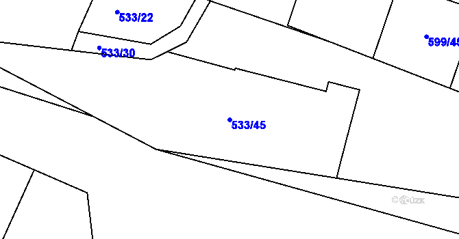 Parcela st. 533/45 v KÚ Lípa nad Dřevnicí, Katastrální mapa