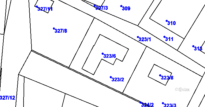 Parcela st. 323/6 v KÚ Lípa nad Dřevnicí, Katastrální mapa