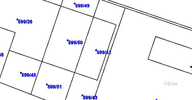 Parcela st. 599/42 v KÚ Lípa nad Dřevnicí, Katastrální mapa