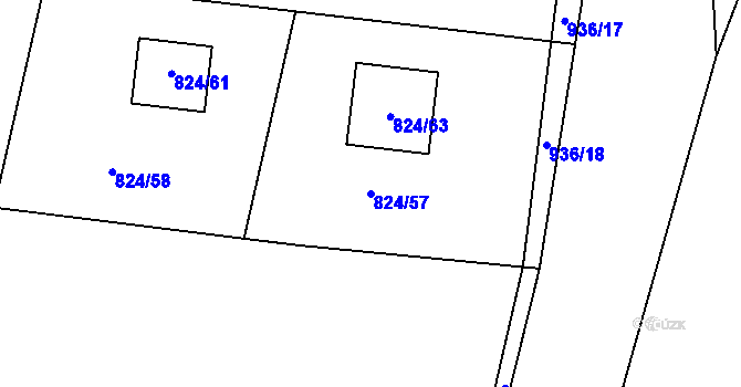 Parcela st. 824/57 v KÚ Lípa nad Dřevnicí, Katastrální mapa