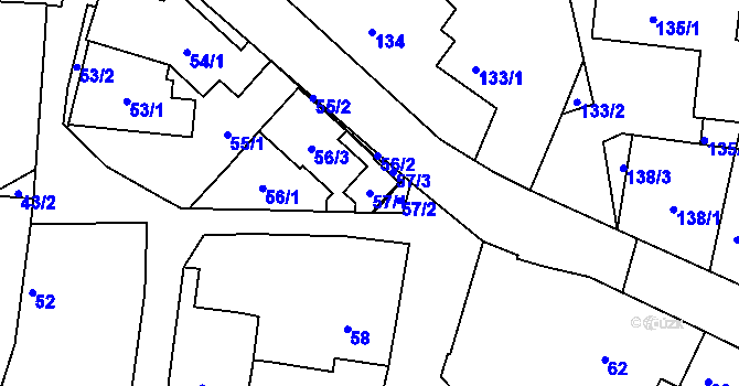 Parcela st. 57/1 v KÚ Lípa nad Dřevnicí, Katastrální mapa