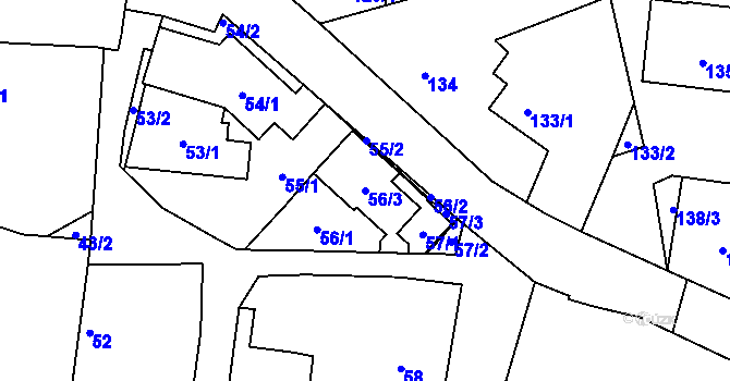 Parcela st. 56/3 v KÚ Lípa nad Dřevnicí, Katastrální mapa
