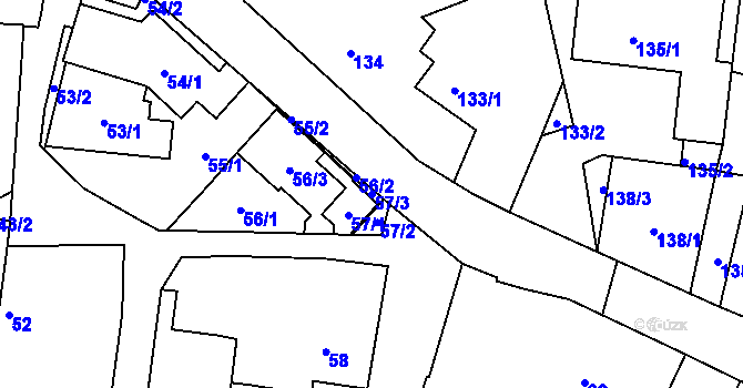 Parcela st. 57/3 v KÚ Lípa nad Dřevnicí, Katastrální mapa