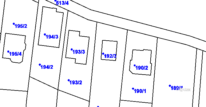 Parcela st. 192/3 v KÚ Lípa nad Dřevnicí, Katastrální mapa