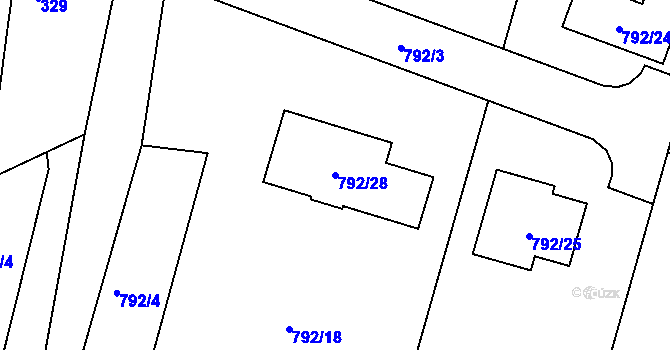 Parcela st. 792/28 v KÚ Lípa nad Dřevnicí, Katastrální mapa