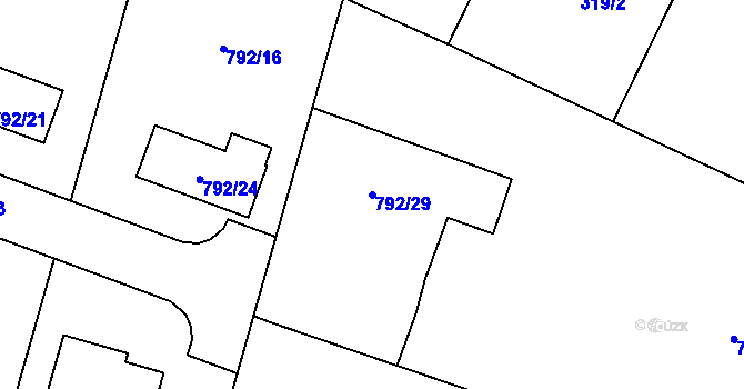 Parcela st. 792/29 v KÚ Lípa nad Dřevnicí, Katastrální mapa