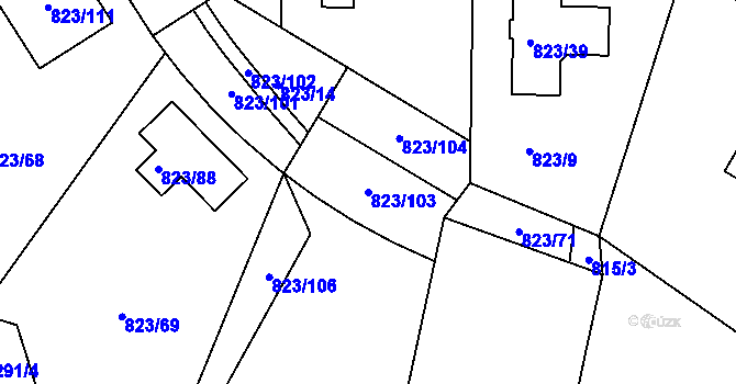 Parcela st. 823/103 v KÚ Lípa nad Dřevnicí, Katastrální mapa