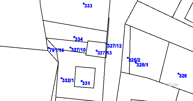 Parcela st. 327/13 v KÚ Lípa nad Dřevnicí, Katastrální mapa