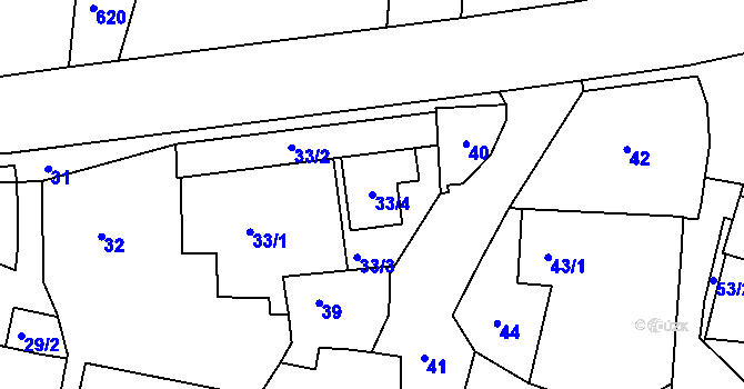 Parcela st. 33/4 v KÚ Lípa nad Dřevnicí, Katastrální mapa