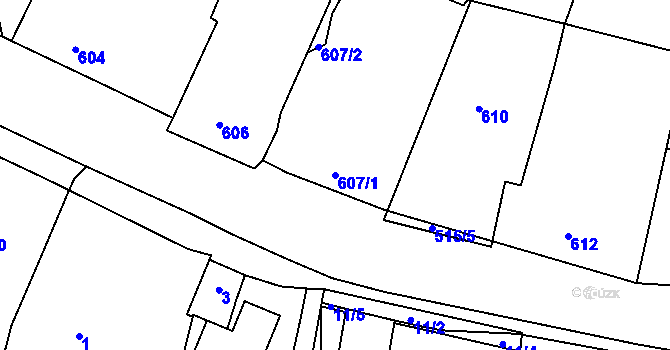 Parcela st. 607/1 v KÚ Lípa nad Dřevnicí, Katastrální mapa
