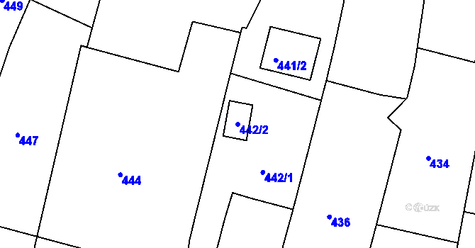 Parcela st. 442/2 v KÚ Lípa nad Dřevnicí, Katastrální mapa