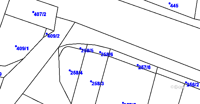 Parcela st. 258/6 v KÚ Lípa nad Dřevnicí, Katastrální mapa