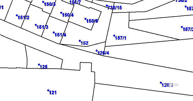 Parcela st. 126/4 v KÚ Lípa nad Dřevnicí, Katastrální mapa