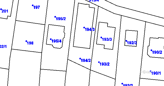 Parcela st. 194/5 v KÚ Lípa nad Dřevnicí, Katastrální mapa