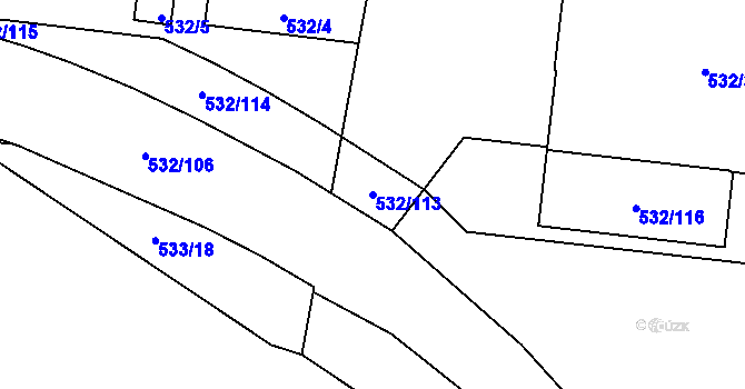 Parcela st. 532/113 v KÚ Lípa nad Dřevnicí, Katastrální mapa