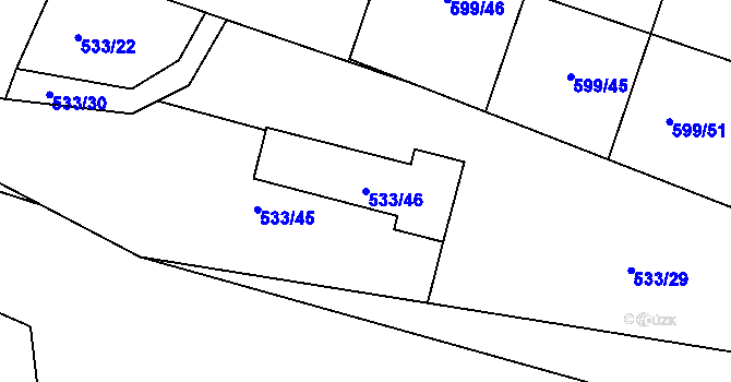 Parcela st. 533/46 v KÚ Lípa nad Dřevnicí, Katastrální mapa