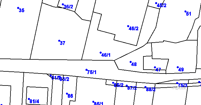 Parcela st. 46/1 v KÚ Lípa nad Dřevnicí, Katastrální mapa