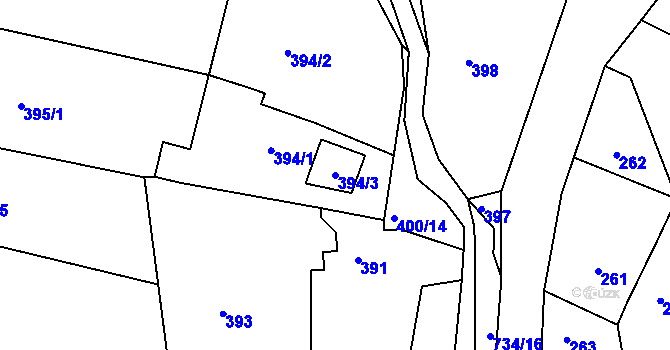 Parcela st. 394/3 v KÚ Lípa nad Dřevnicí, Katastrální mapa