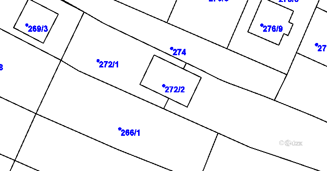 Parcela st. 272/2 v KÚ Lužkovice, Katastrální mapa