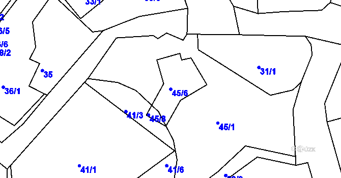 Parcela st. 45/6 v KÚ Lužkovice, Katastrální mapa