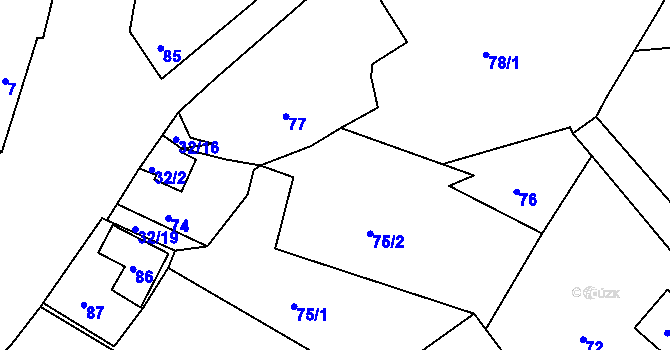 Parcela st. 78/3 v KÚ Lužkovice, Katastrální mapa