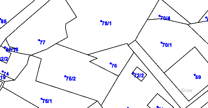 Parcela st. 78/4 v KÚ Lužkovice, Katastrální mapa
