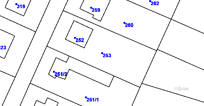 Parcela st. 253 v KÚ Lužkovice, Katastrální mapa