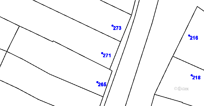 Parcela st. 271 v KÚ Lužkovice, Katastrální mapa