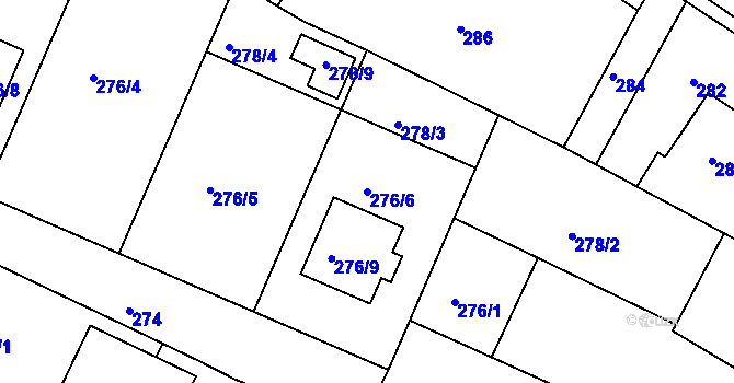 Parcela st. 276/6 v KÚ Lužkovice, Katastrální mapa