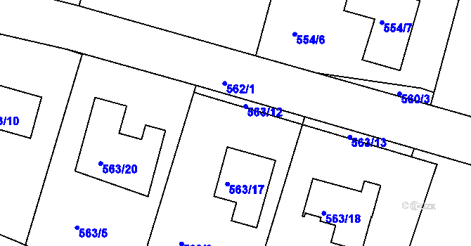 Parcela st. 563/15 v KÚ Lužkovice, Katastrální mapa