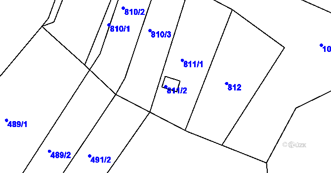 Parcela st. 811/2 v KÚ Lužkovice, Katastrální mapa