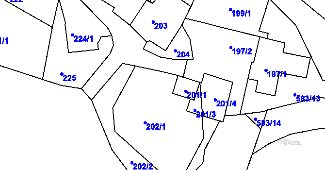 Parcela st. 201/2 v KÚ Lužkovice, Katastrální mapa