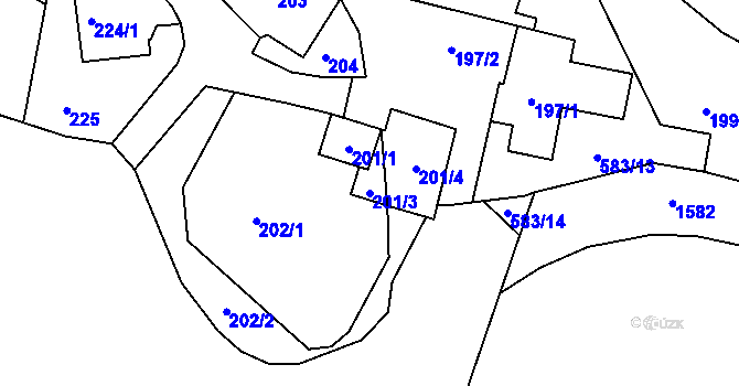 Parcela st. 201/3 v KÚ Lužkovice, Katastrální mapa