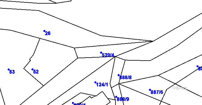 Parcela st. 539/4 v KÚ Lužkovice, Katastrální mapa