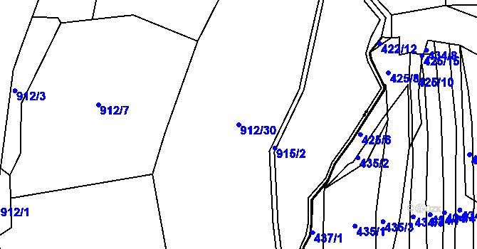 Parcela st. 912/30 v KÚ Lužkovice, Katastrální mapa