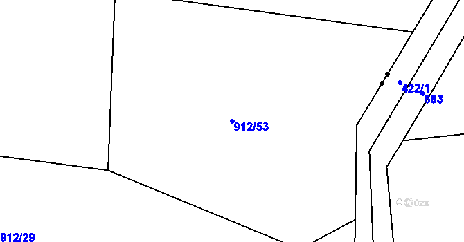 Parcela st. 912/53 v KÚ Lužkovice, Katastrální mapa