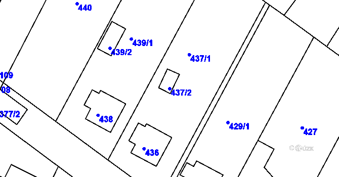 Parcela st. 437/2 v KÚ Lužkovice, Katastrální mapa