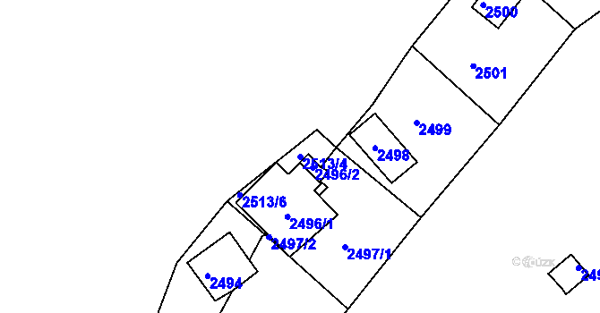 Parcela st. 2513/4 v KÚ Želechovice nad Dřevnicí, Katastrální mapa