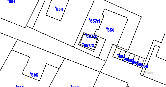Parcela st. 657/3 v KÚ Želechovice nad Dřevnicí, Katastrální mapa