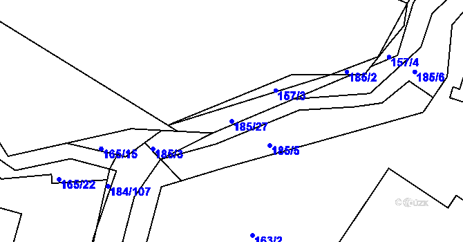 Parcela st. 185/27 v KÚ Želechovice nad Dřevnicí, Katastrální mapa